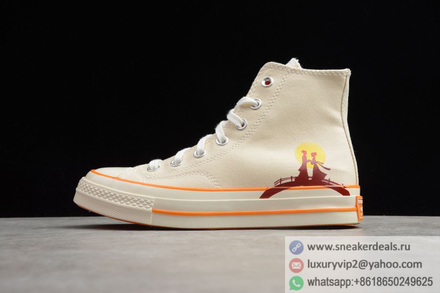 Converse Chuck 70 Hi The Qi Xi Festival Beige White Orange 169398C Unisex Skate Shoes